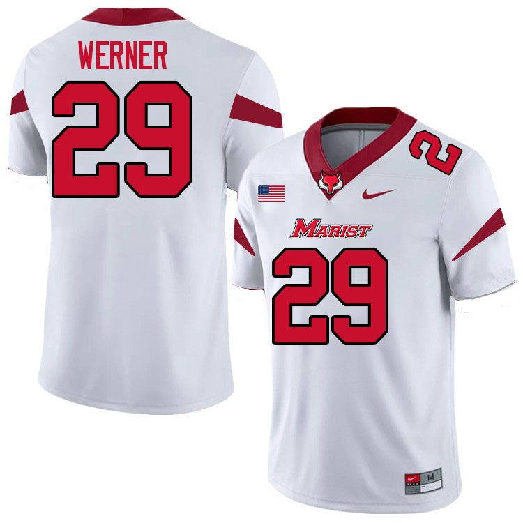 Marist Red Foxes #29 Kade Werner College Football Jerseys,Uniforms-White